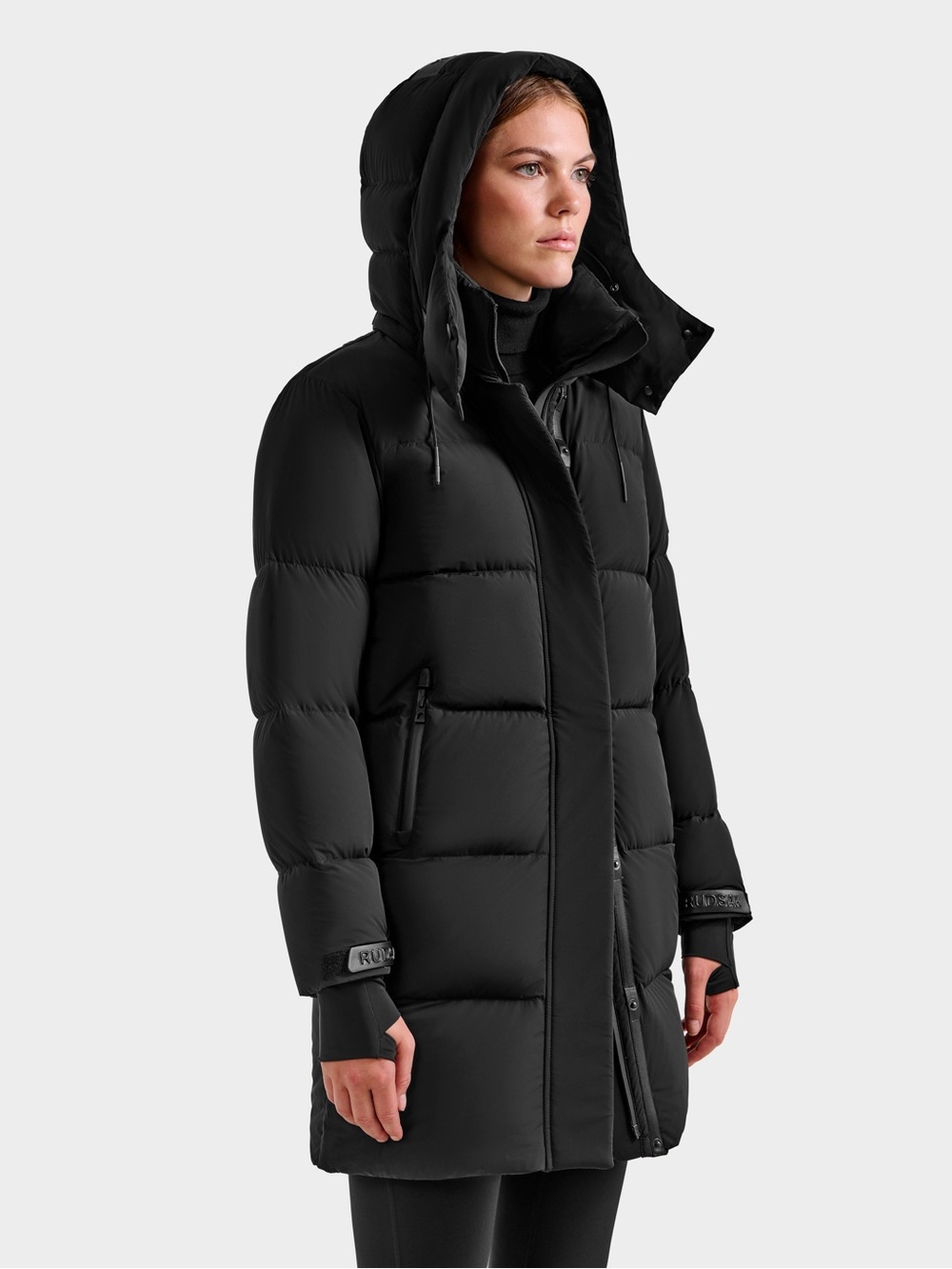 Rudsak Women's Black Hooded Long Puffer Coat